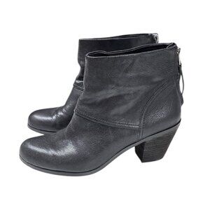 Sam Edelman Larkin Black Zipper Back Ankle Booties, Leather, Heeled, Size 9.5